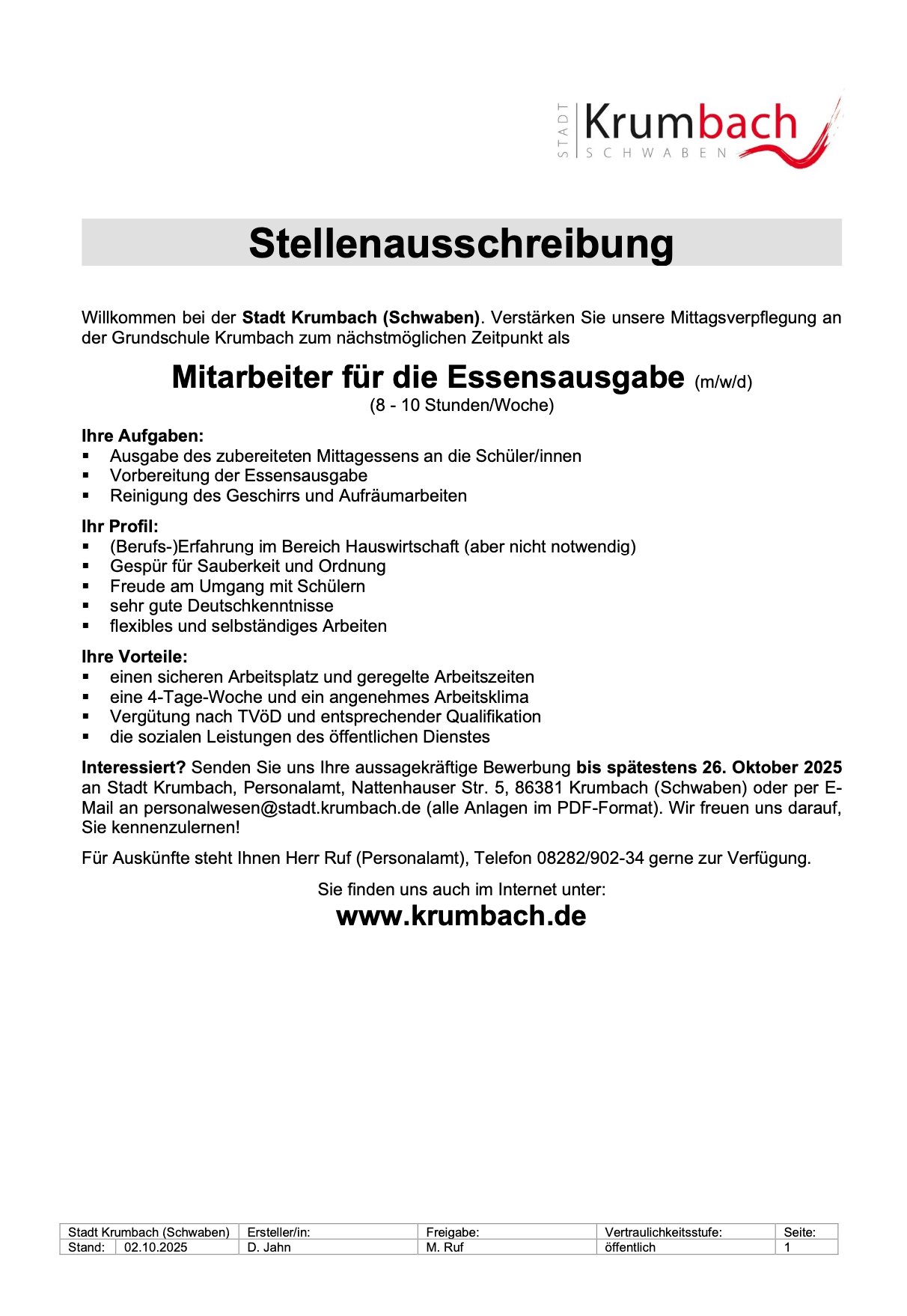 Einkaufen in Krumbach Stellenangebote Mitarbeiter für die Essensausgabe